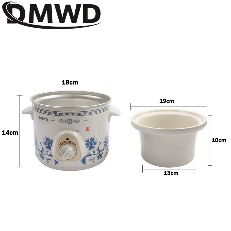 1.5L Household Electric Mini Slow Cooker Mechanical/Smart Timer Stewing Soup Porridge Pot Ceramic Linner Food Cooking Maker