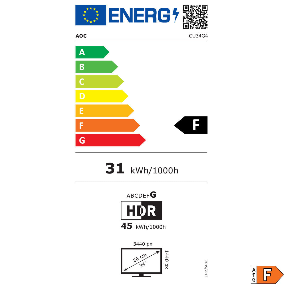 Écran AOC CU34G4 Wide Quad HD 34"