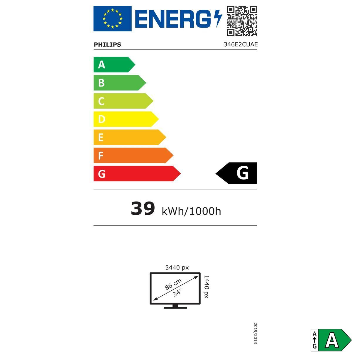 Écran Philips 346E2CUAE/00 Wide Quad HD 34"