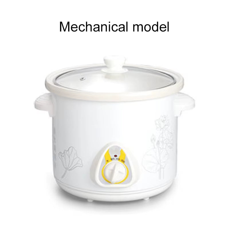 1.5L Household Electric Mini Slow Cooker Mechanical/Smart Timer Stewing Soup Porridge Pot Ceramic Linner Food Cooking Maker