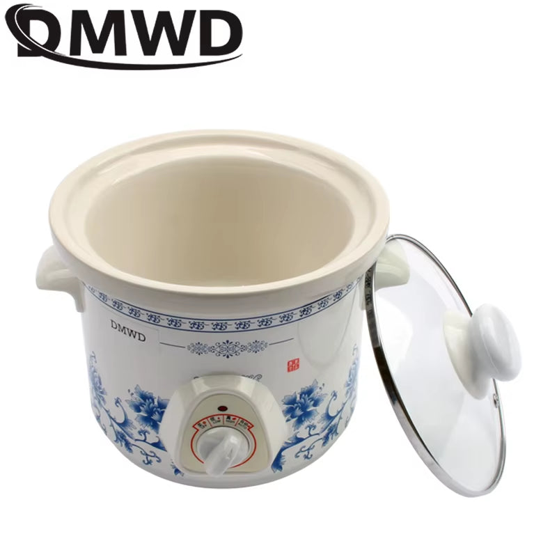 1.5L Household Electric Mini Slow Cooker Mechanical/Smart Timer Stewing Soup Porridge Pot Ceramic Linner Food Cooking Maker