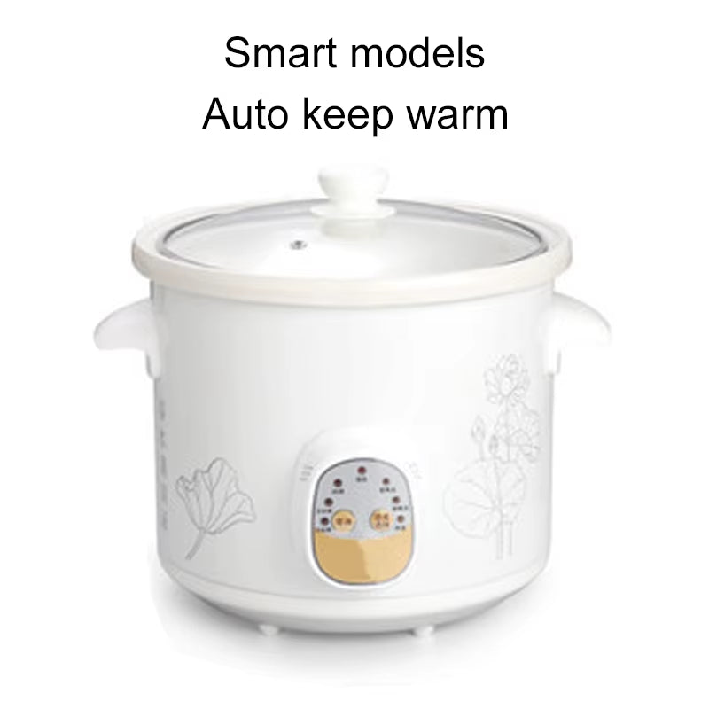 1.5L Household Electric Mini Slow Cooker Mechanical/Smart Timer Stewing Soup Porridge Pot Ceramic Linner Food Cooking Maker