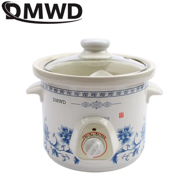 1.5L Household Electric Mini Slow Cooker Mechanical/Smart Timer Stewing Soup Porridge Pot Ceramic Linner Food Cooking Maker