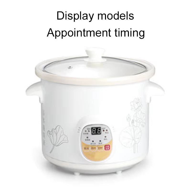 1.5L Household Electric Mini Slow Cooker Mechanical/Smart Timer Stewing Soup Porridge Pot Ceramic Linner Food Cooking Maker